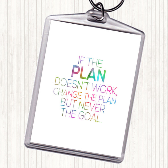 Change The Plan Rainbow Quote Bag Tag Keychain Keyring