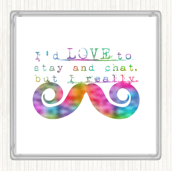 Chat Mustache Rainbow Quote Drinks Mat Coaster