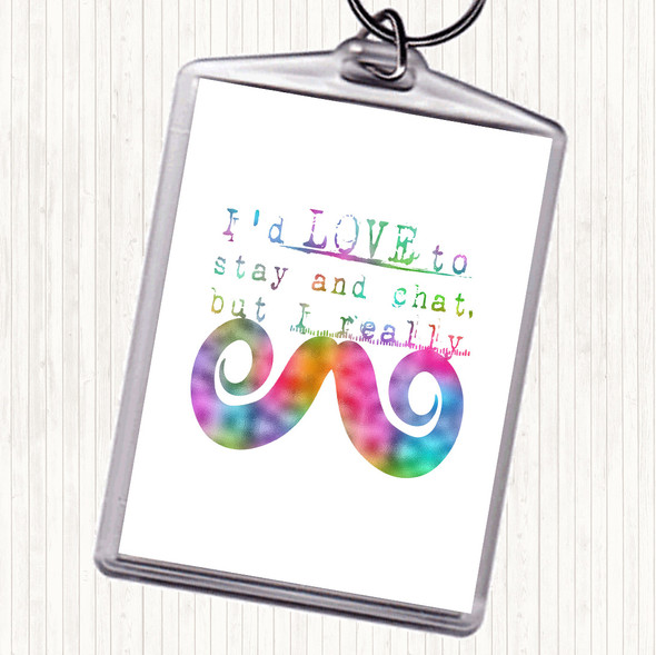 Chat Mustache Rainbow Quote Bag Tag Keychain Keyring