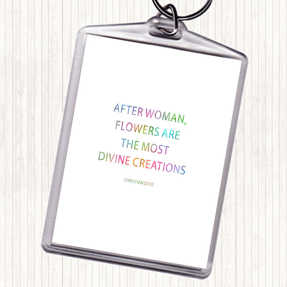 Christian Dior Flowers Rainbow Quote Bag Tag Keychain Keyring