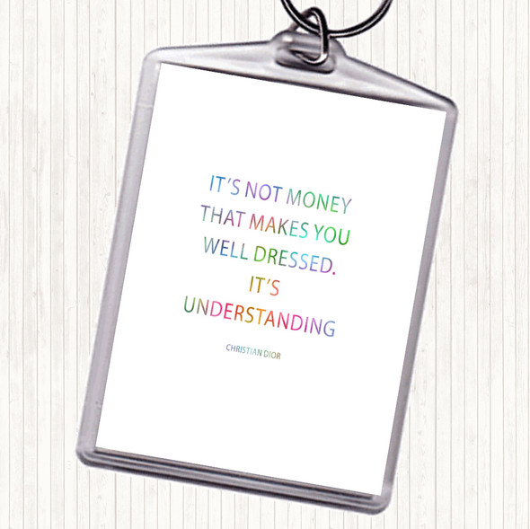 Christian Dior Well Dressed Rainbow Quote Bag Tag Keychain Keyring