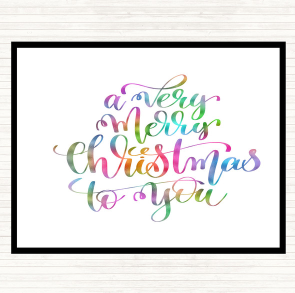 Christmas A Very Merry Xmas Rainbow Quote Mouse Mat Pad
