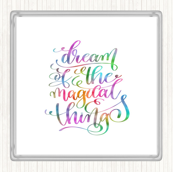 Christmas Dream Magical Rainbow Quote Drinks Mat Coaster