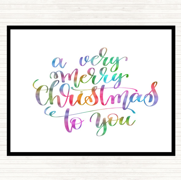 Christmas Ha Very Merry Rainbow Quote Mouse Mat Pad