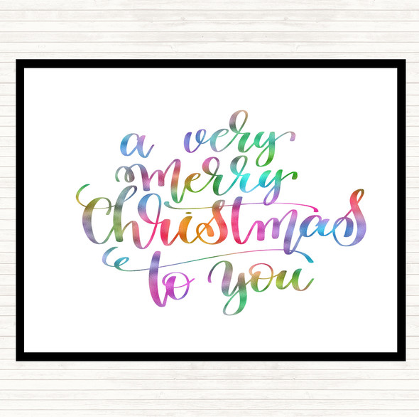 Christmas Ha Very Merry Rainbow Quote Dinner Table Placemat