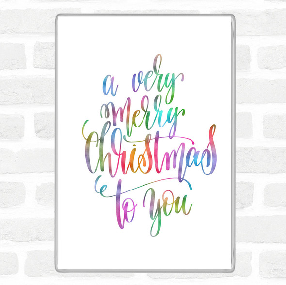 Christmas Ha Very Merry Rainbow Quote Jumbo Fridge Magnet