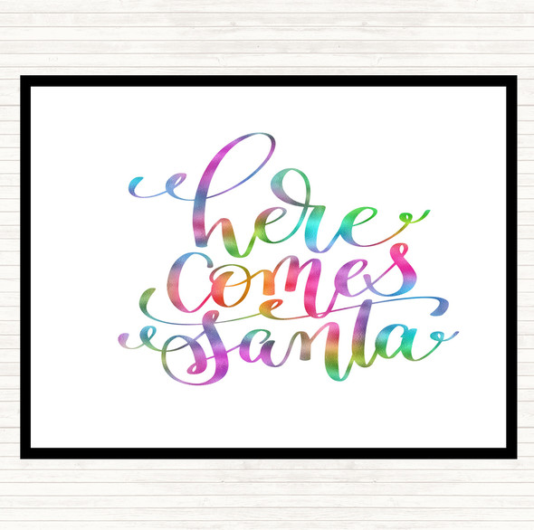 Christmas Here Comes Santa Rainbow Quote Dinner Table Placemat
