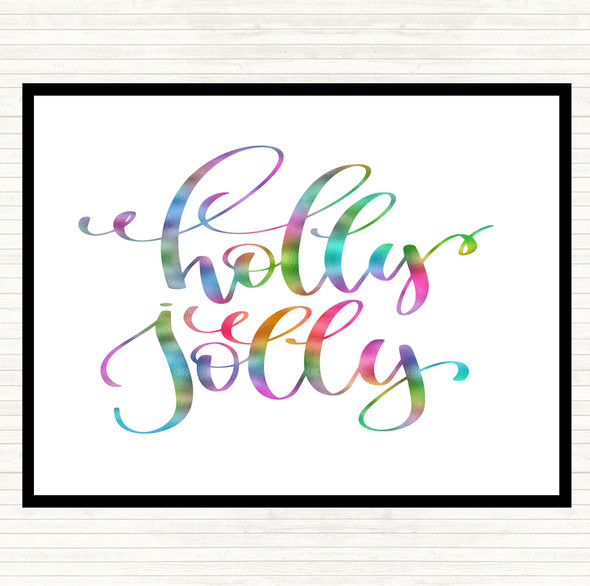 Christmas Holly Rainbow Quote Mouse Mat Pad