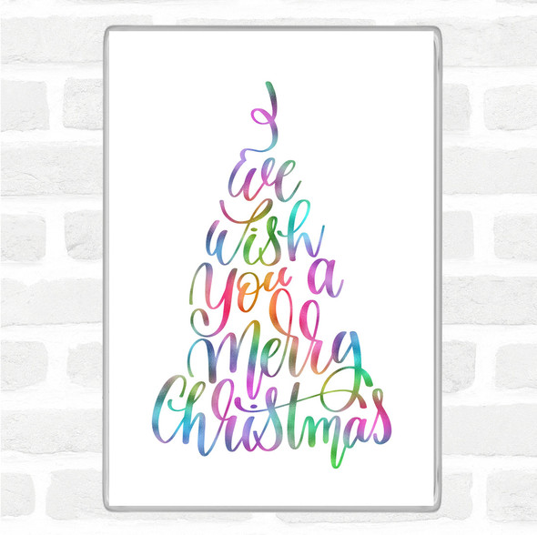 Christmas I Wish You A Merry Xmas Rainbow Quote Jumbo Fridge Magnet