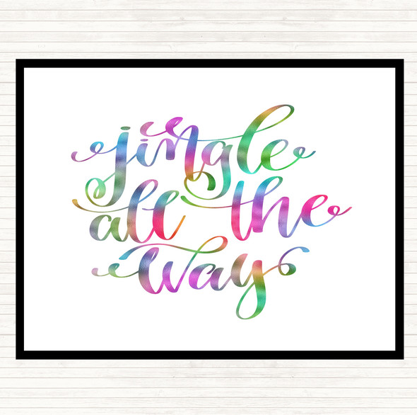 Christmas Jingle All The Way Rainbow Quote Mouse Mat Pad