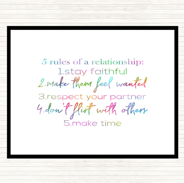 5 Rules Rainbow Quote Dinner Table Placemat