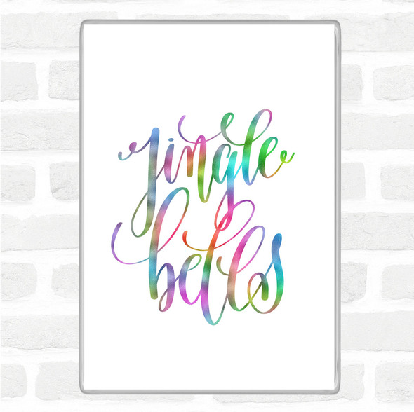 Christmas Jingle Bells Rainbow Quote Jumbo Fridge Magnet