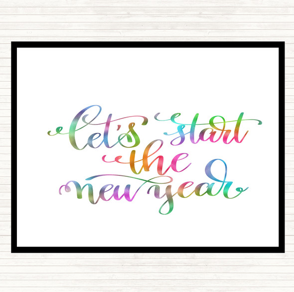 Christmas Lets Start New Year Rainbow Quote Dinner Table Placemat