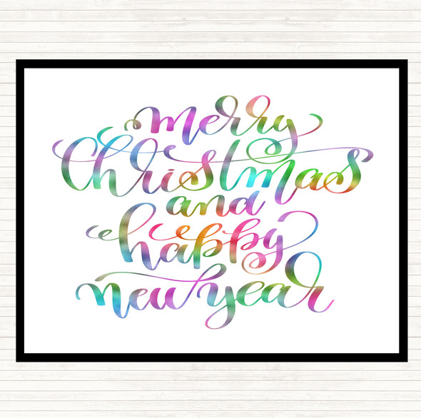 Christmas Merry Xmas New Year Rainbow Quote Mouse Mat Pad