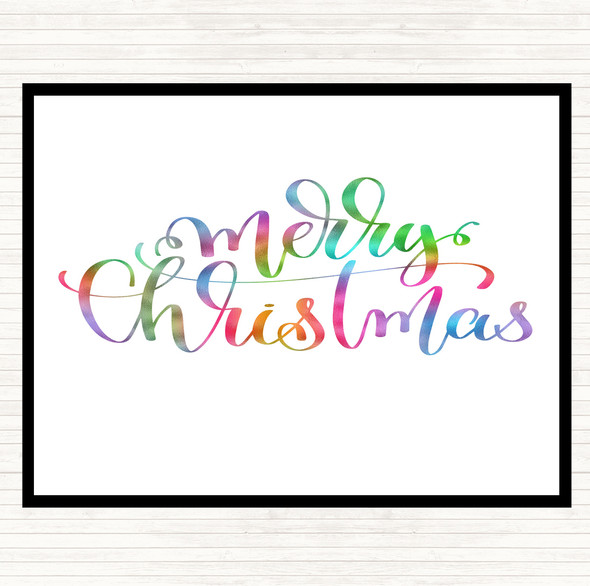 Christmas Merry Xmas Rainbow Quote Mouse Mat Pad