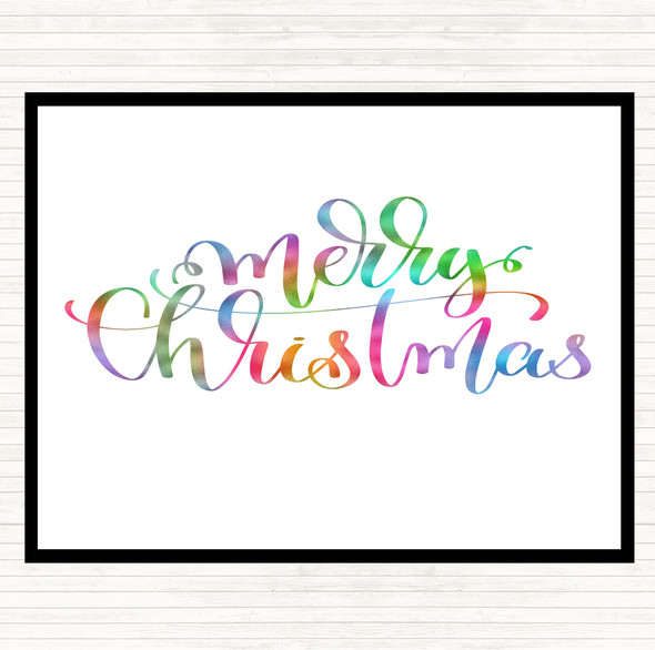 Christmas Merry Xmas Rainbow Quote Dinner Table Placemat