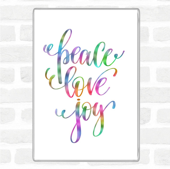 Christmas Peace Love Joy Rainbow Quote Jumbo Fridge Magnet