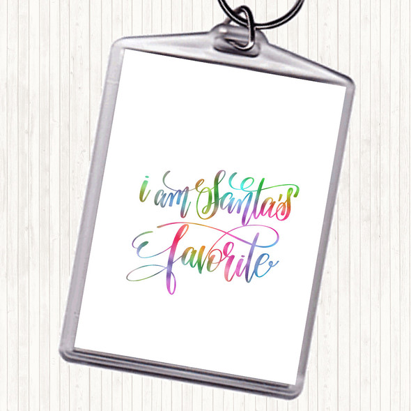 Christmas Santa's Favourite Rainbow Quote Bag Tag Keychain Keyring