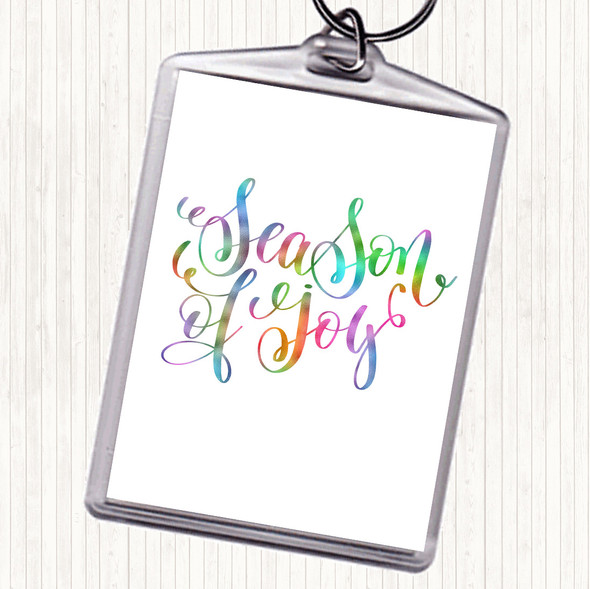 Christmas Season Of Joy Rainbow Quote Bag Tag Keychain Keyring