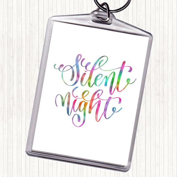 Christmas Silent Night Rainbow Quote Bag Tag Keychain Keyring