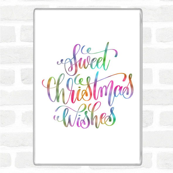 Christmas Sweet Xmas Wishes Rainbow Quote Jumbo Fridge Magnet