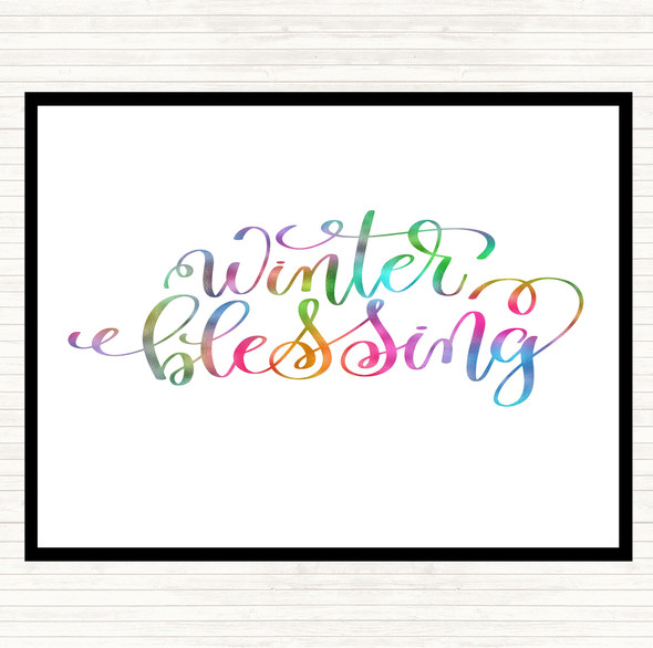 Christmas Winter Blessing Rainbow Quote Mouse Mat Pad