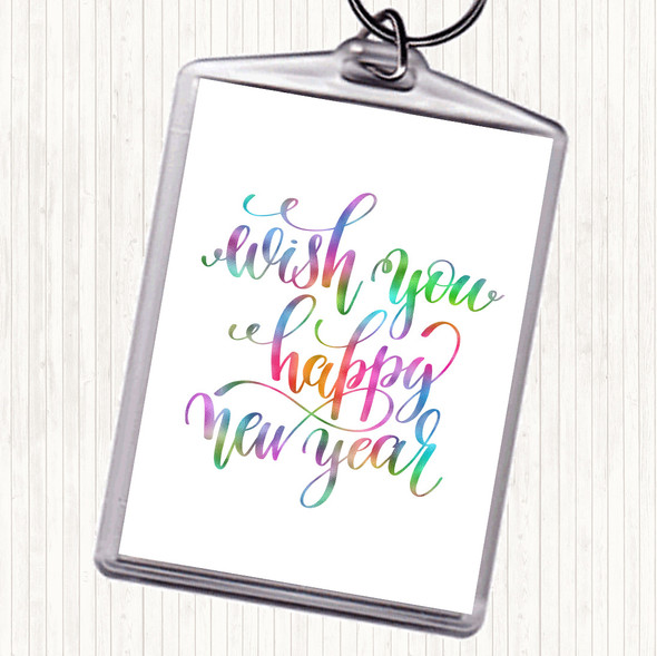 Christmas Wish Happy New Year Rainbow Quote Bag Tag Keychain Keyring