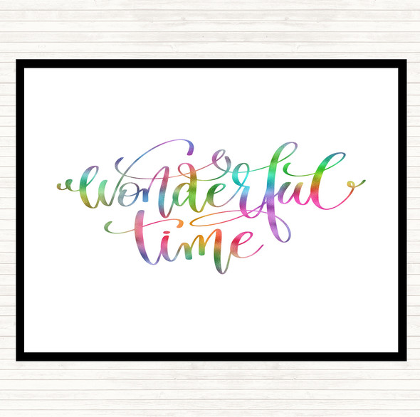 Christmas Wonderful Time Rainbow Quote Mouse Mat Pad