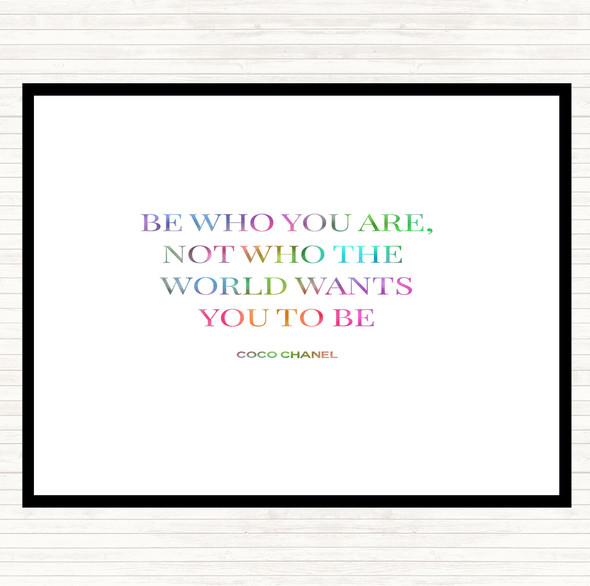 Coco Chanel Be Who You Are Rainbow Quote Mouse Mat Pad