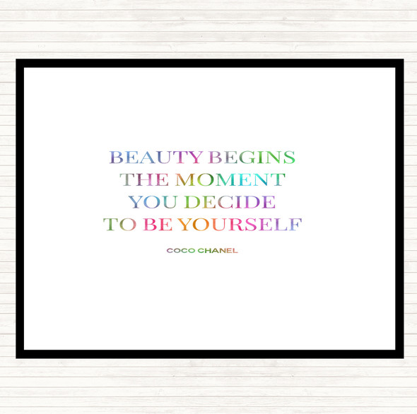 Coco Chanel Be Yourself Rainbow Quote Dinner Table Placemat