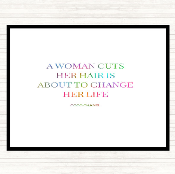 Coco Chanel Cut Hair Rainbow Quote Mouse Mat Pad