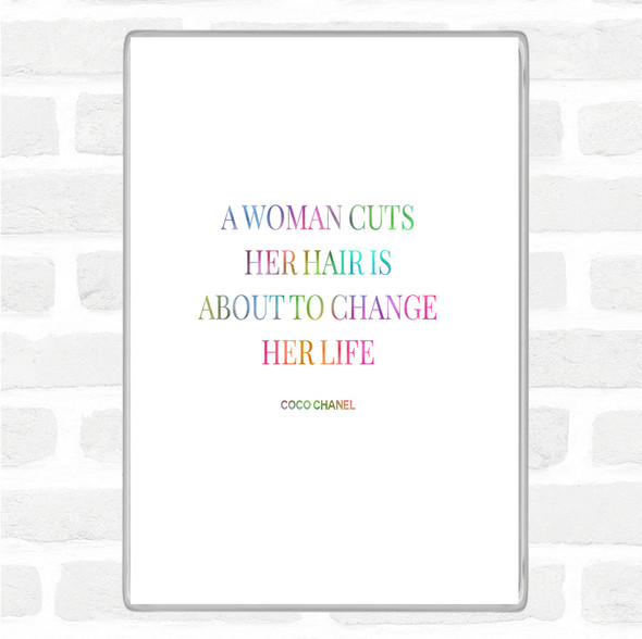 Coco Chanel Cut Hair Rainbow Quote Jumbo Fridge Magnet