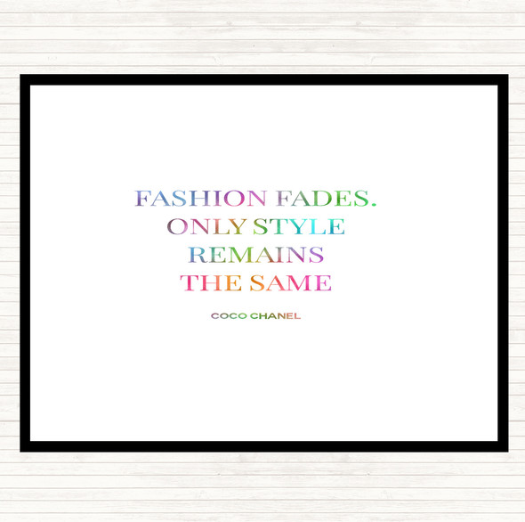 Coco Chanel Fashion Fades Rainbow Quote Dinner Table Placemat
