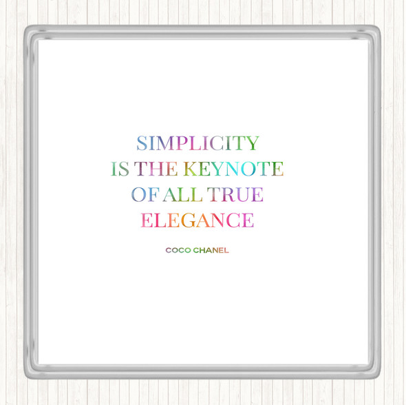 Coco Chanel Simplicity Rainbow Quote Drinks Mat Coaster