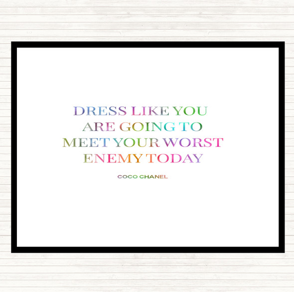 Coco Chanel Worst Enemy Rainbow Quote Dinner Table Placemat