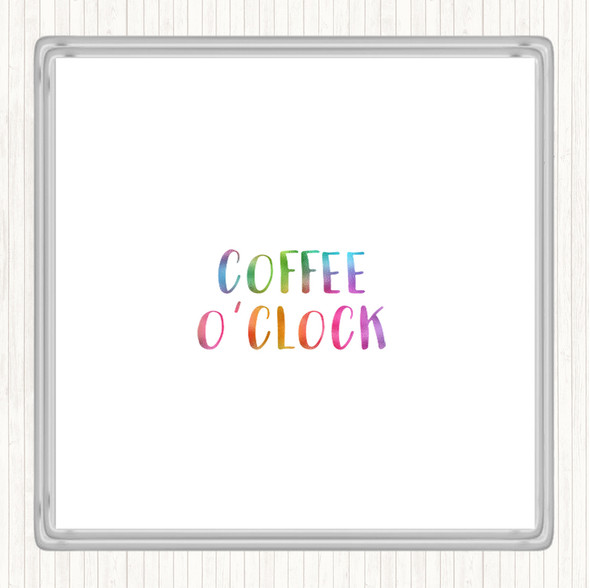 Coffee O'clock Rainbow Quote Drinks Mat Coaster