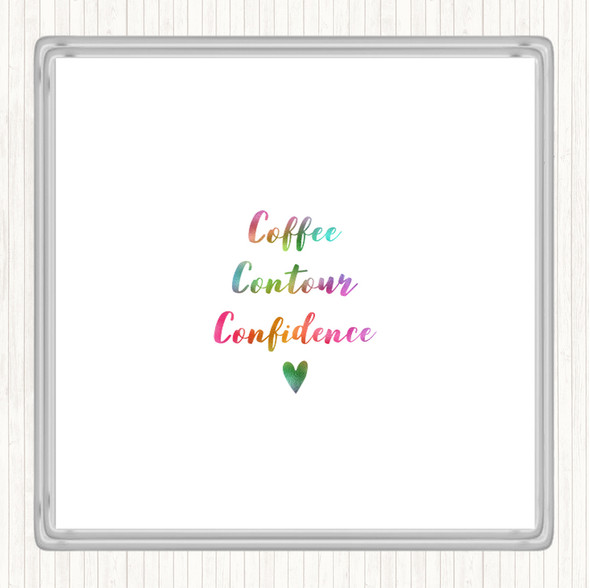 Coffee Contour Confidence Rainbow Quote Drinks Mat Coaster