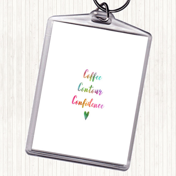 Coffee Contour Confidence Rainbow Quote Bag Tag Keychain Keyring