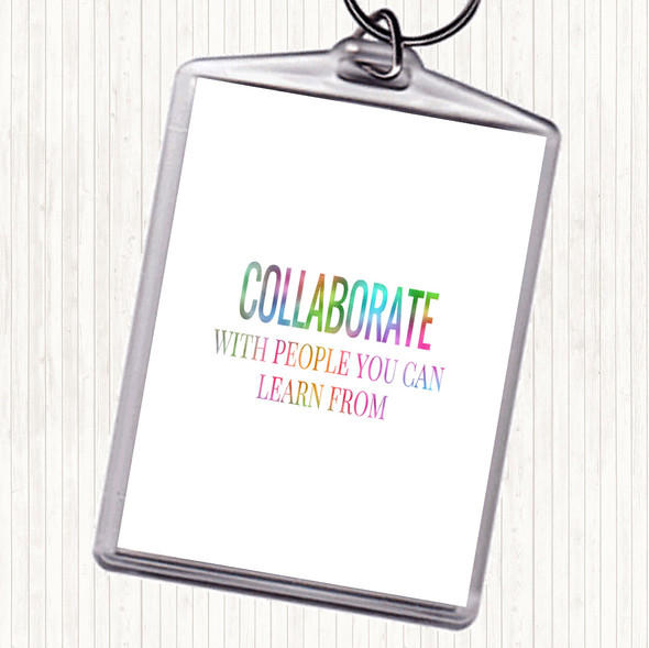 Collaborate Rainbow Quote Bag Tag Keychain Keyring
