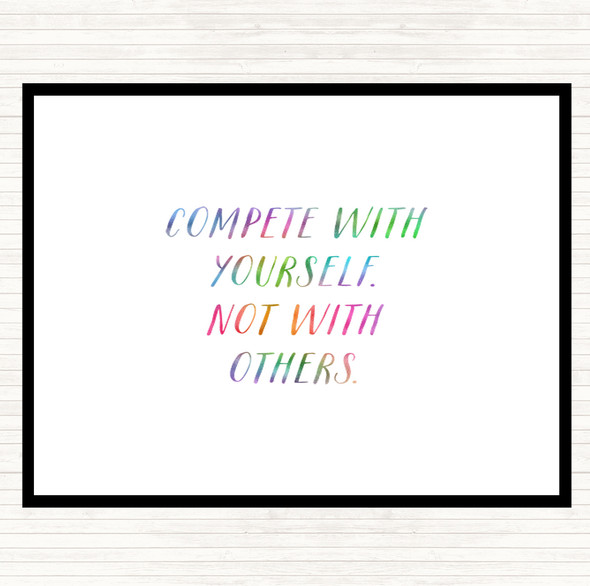 Compete With Yourself Rainbow Quote Mouse Mat Pad
