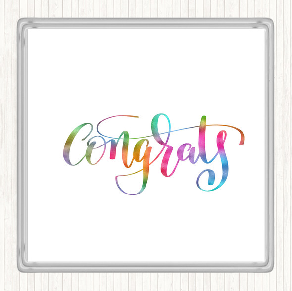 Congratulations Rainbow Quote Drinks Mat Coaster