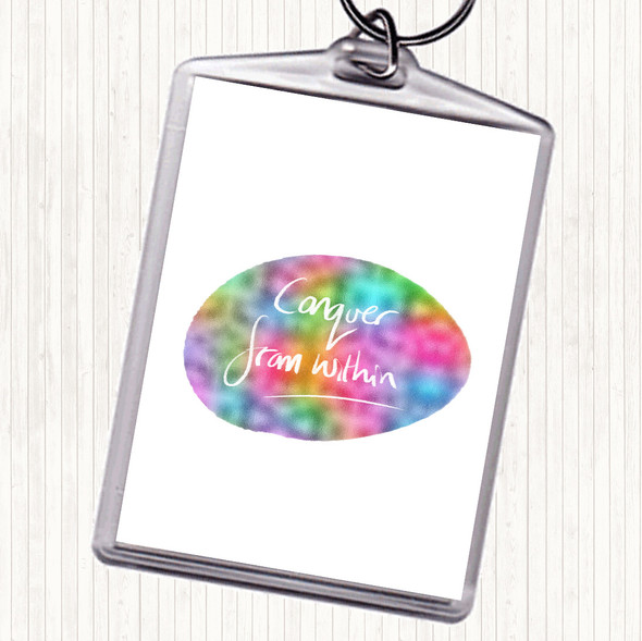 Conquer From Within Rainbow Quote Bag Tag Keychain Keyring