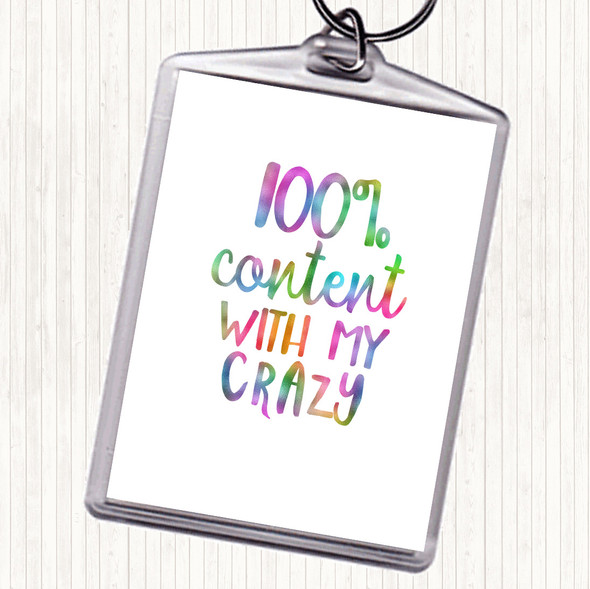 Content With My Crazy Rainbow Quote Bag Tag Keychain Keyring