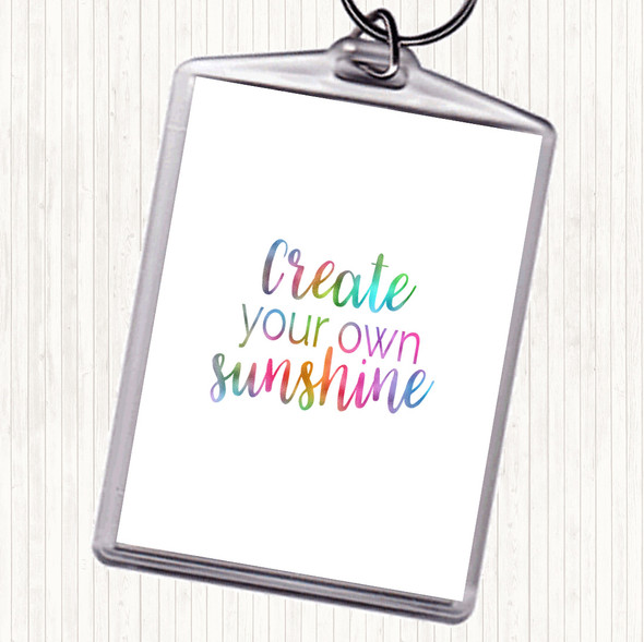 Create You Own Sunshine Rainbow Quote Bag Tag Keychain Keyring