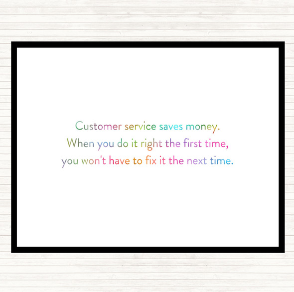 Customer Service Saves Money Rainbow Quote Dinner Table Placemat