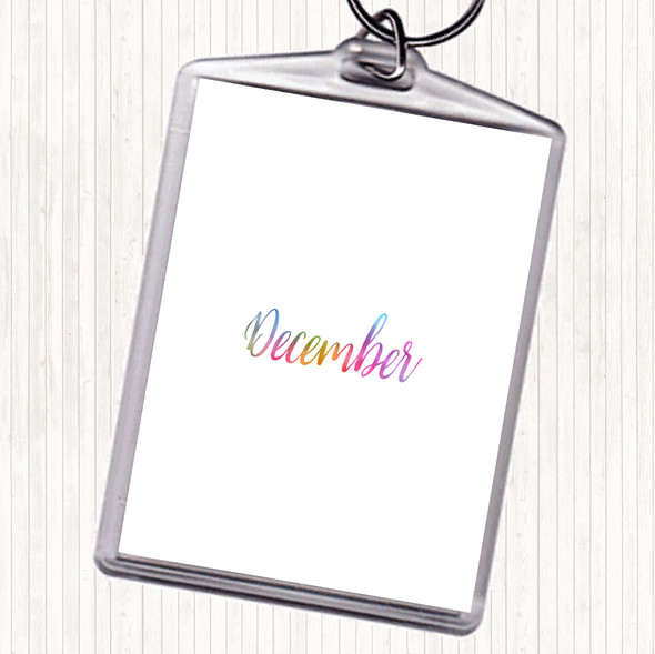 December Rainbow Quote Bag Tag Keychain Keyring