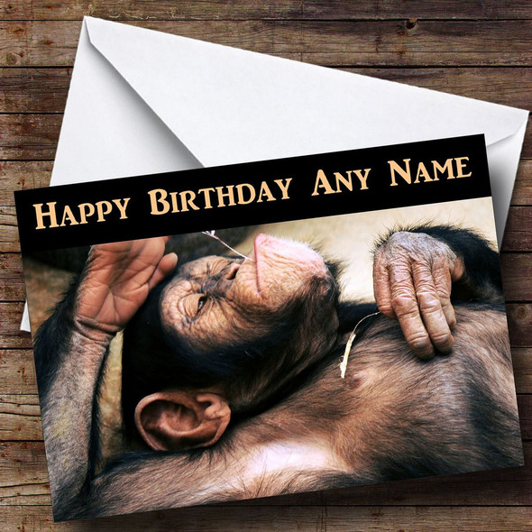 Relaxing Monkey Personalised Birthday Card