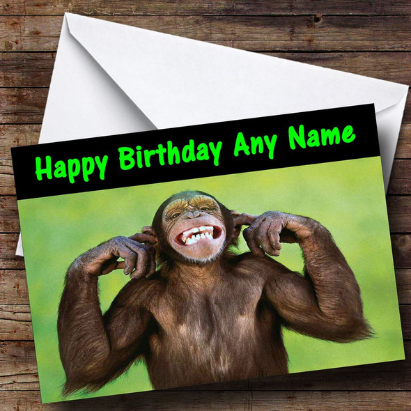 Cheeky Funny Monkey Personalised Birthday Card
