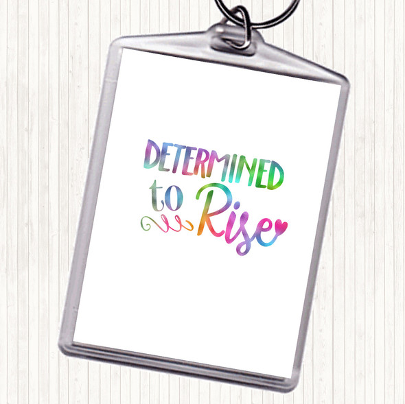 Determined To Rise Rainbow Quote Bag Tag Keychain Keyring