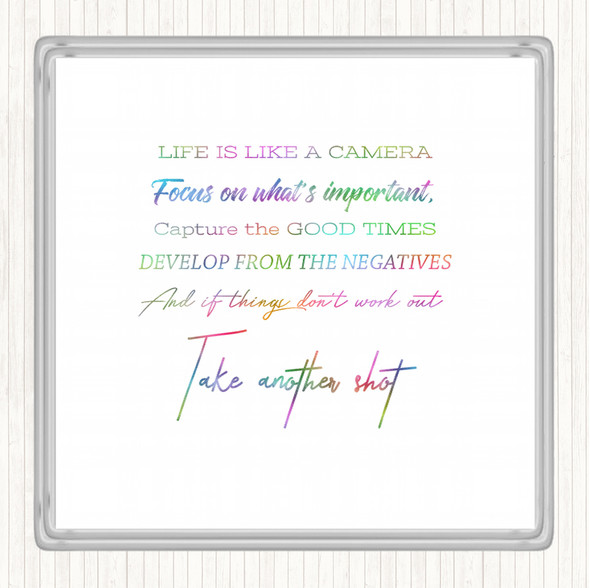 Develop From Negatives Rainbow Quote Drinks Mat Coaster